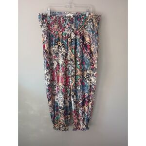 Anthropologie Women's Size‎ XL Palazzo Harem High Rise Pants 100% Cotton Floral